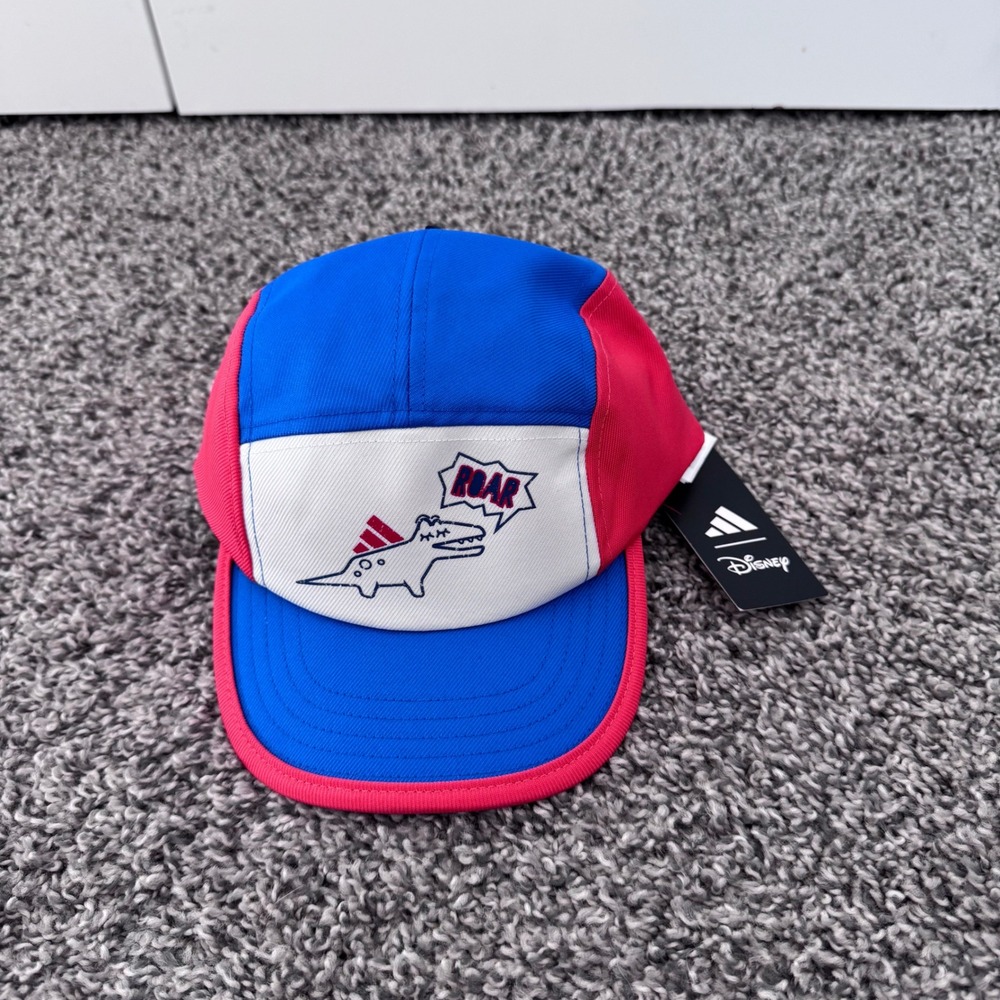 NWT Adidas Disney Kid's Baseball Cap Dino "Roar" Red Blue Adjustable Back Hat